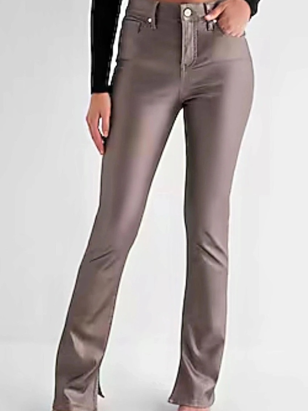 Metallic Coated Skyscraper Jeans